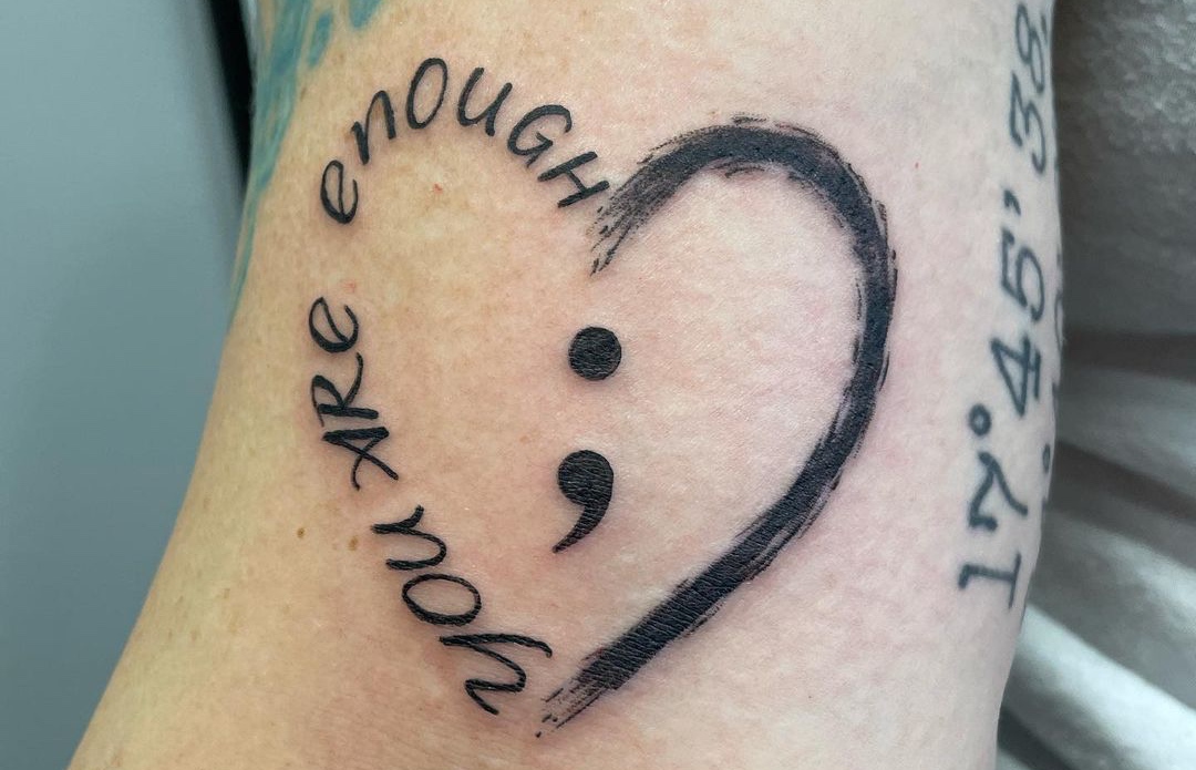 heart-semicolon tattoo represent self harm survivor
