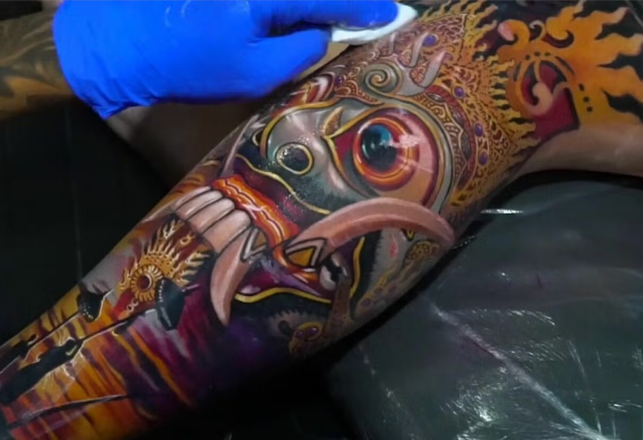 Bali Barong tattoo as the symbol of The Protector of Goodness